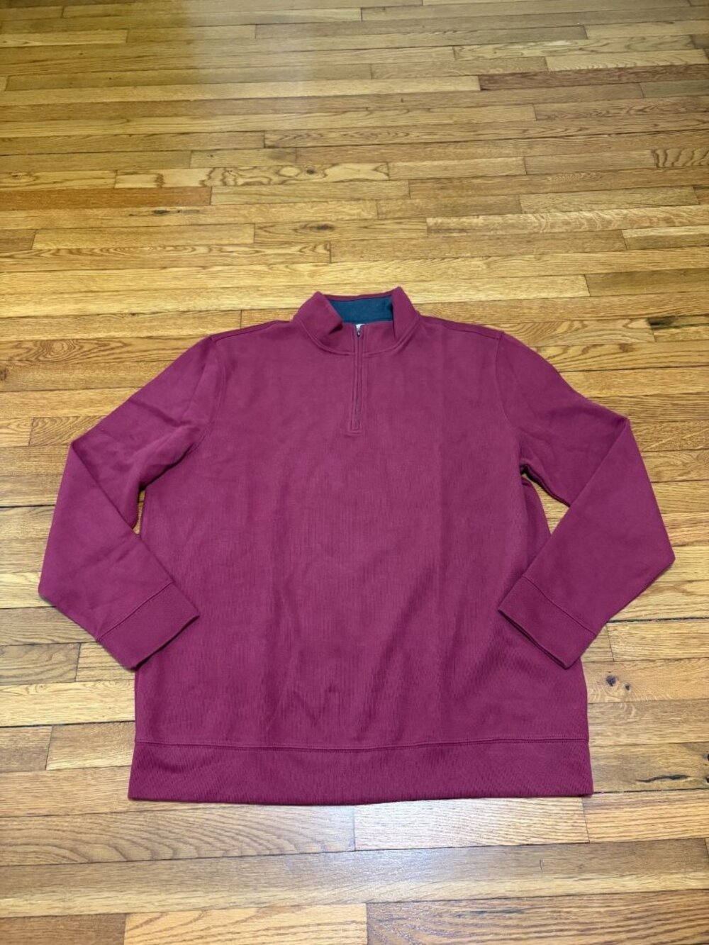 Lands’ End Men’s 1/4 Zip Pullover Sweater Size 2XLT 2XL TALL Burgundy Cotton